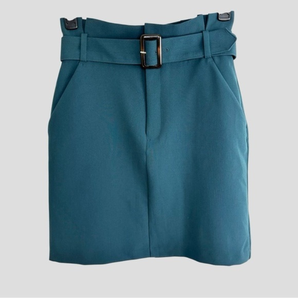 Banana Republic Dresses & Skirts - Banana Republic Teal Belted Mini Skirt Sz 4 | Structured‎ Workwear Office